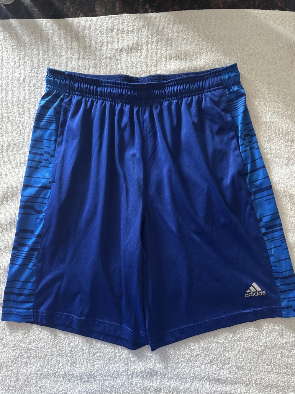 Adidas Royal Blue Men's Athletic Shorts with Side Pattern Men’s Large Used